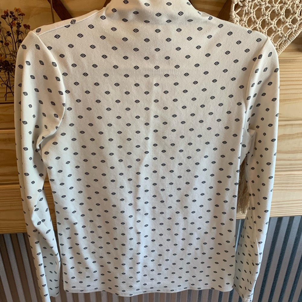 White and Black Polka Dot Long Sleeve Top